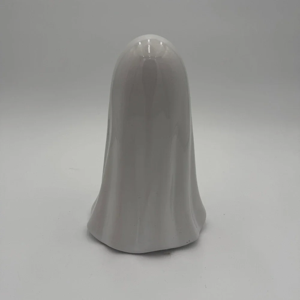 White Ceramic‎ Light Up Ghost Figurine 8.5 Inch Halloween Tabletop Decor EUC